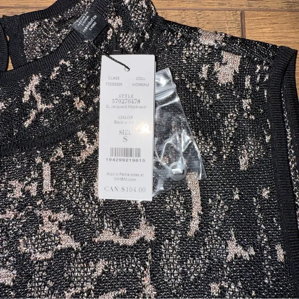 White House Black Market Elegant Black and Pink Leopard Print Sleeveless Top